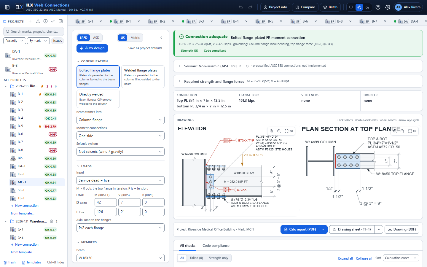 FR moment editor: inputs, status, drawings
