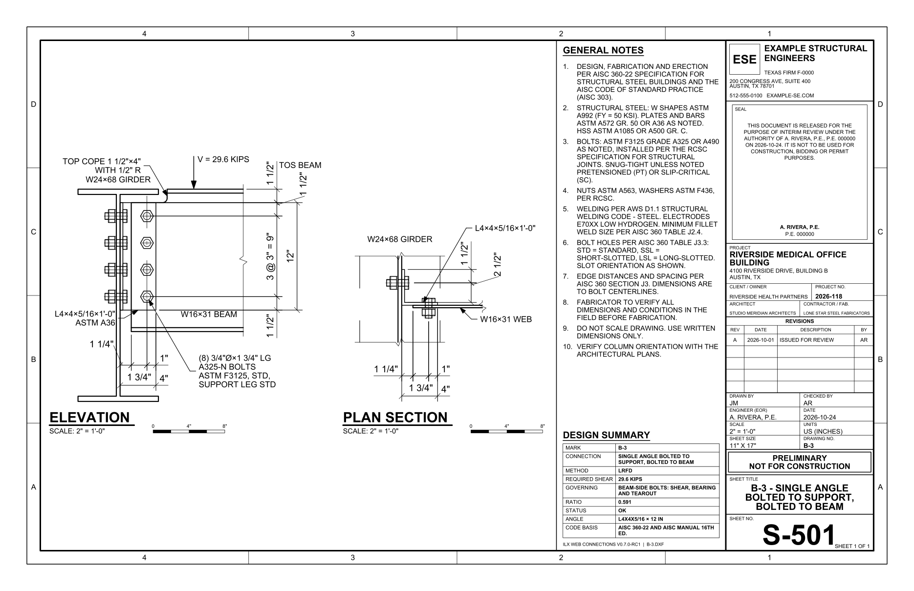 Single angle drawing sheet