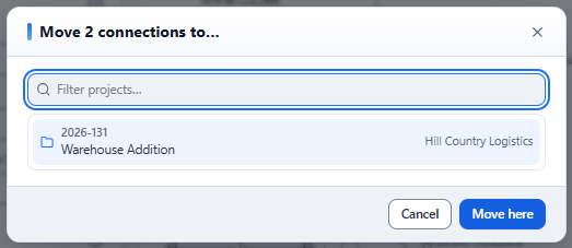 Move connections to another project