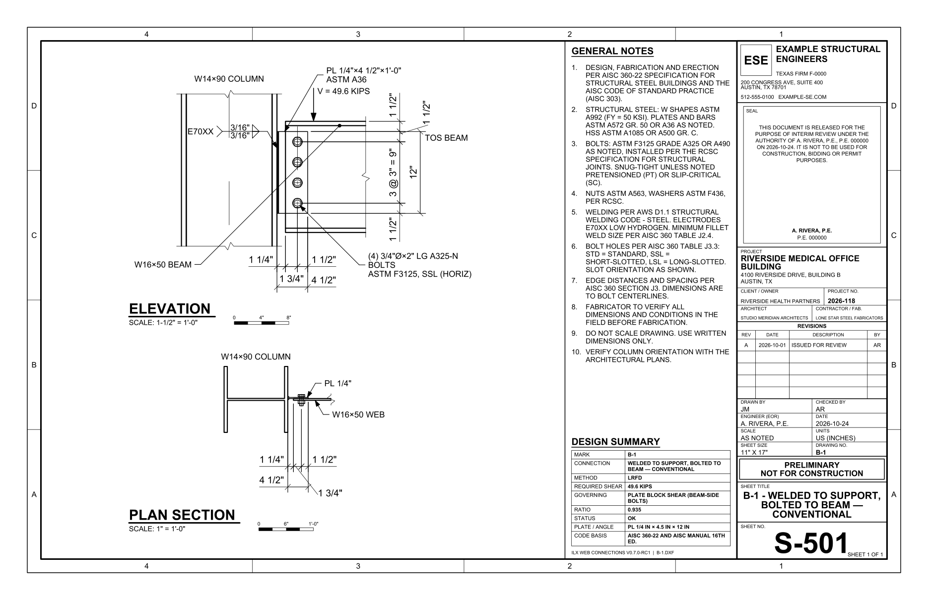 Sample drawing sheet, 11 × 17